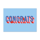 Postcard Congrats - 10 stuks - Formaat: Standaard - Vorm: Liggend - Postcards - Op deze postcard staat de tekst "Congrats" in het donkerblauw met roze details, op een lichtblauwe achtergrond. - Snelwenskaart