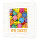 Veel succes - Formaat: Standaard - Vorm: Vierkant - Succes kaart - Op deze wenskaart staan smiley's in diverse kleuren met daaronder de tekst: "Veel succes". - Snelwenskaart