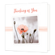 Thinking of you - Formaat: Normaal - Vorm: Vierkant - Denken aan kaart - Op deze wenskaart staat een oranje bloem met de tekst: "Thinking of you". - Snelwenskaart