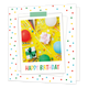 Happy birthday - Formaat: Standaard - Vorm: Vierkant - Verjaardagskaart - Op deze wenskaart staat confetti met ballonnen, cadeaus en slingers met de tekst: "Happy birthday". - Snelwenskaart