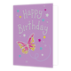 XL kaart - Happy Birthday - Formaat: Groot - Vorm: Staand - Verjaardagskaart - Op deze wenskaart staat een grote vlinder omringt door bloemen met in het midden de tekst: "Happy birthday". - Snelwenskaart