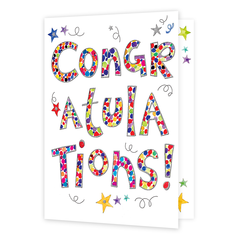 XL kaart - Congratulations! - Formaat: Groot - Vorm: Staand - Felicitatiekaart - Op deze wenskaart staat de tekst: "Congratulations!". - Snelwenskaart