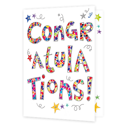 XL kaart - Congratulations! - Formaat: Groot - Vorm: Staand - Felicitatiekaart - Op deze wenskaart staat de tekst: "Congratulations!". - Snelwenskaart