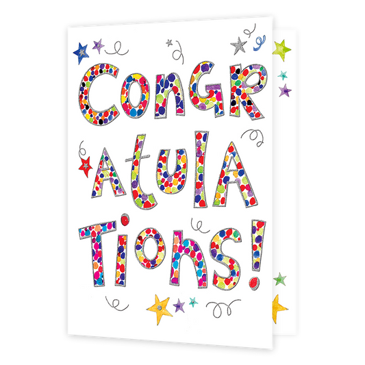 XL kaart - Congratulations! - Formaat: Groot - Vorm: Staand - Felicitatiekaart - Op deze wenskaart staat de tekst: "Congratulations!". - Snelwenskaart