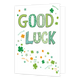 XL kaart - Good luck! - Formaat: Groot - Vorm: Staand - Succes kaart - Op deze wenskaart staat de tekst: "Good luck" omringt door klavertjes. - Snelwenskaart