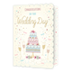 XL kaart - Congratulations on your wedding day - Formaat: Groot - Vorm: Staand - Huwelijkskaart - Op deze wenskaart staat een grote drielaagse taart omringt door hartjes en champagneglazen. Boven de taart staat de tekst: "Congratualtions on your wedding day". - Snelwenskaart