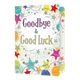 XL kaart - Goodbye & good luck - Formaat: Groot - Vorm: Staand - Afscheidskaart - Op deze wenskaart staan sterren in de kleuren rood, geel, oranje, groen en paars, met in het midden de tekst: "Goodbye & good luck". - Snelwenskaart