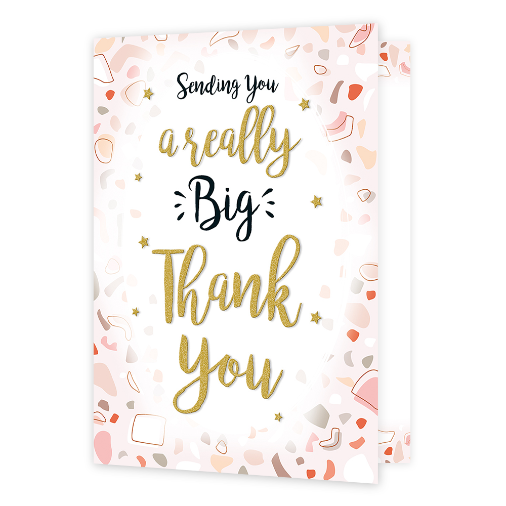 XL kaart - Sending you a really big thank you - Formaat: Groot - Vorm: Staand - Bedankkaart - Op deze wenskaart staat de tekst: "Sending you a really big thank you". - Snelwenskaart