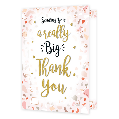 XL kaart - Sending you a really big thank you - Formaat: Groot - Vorm: Staand - Bedankkaart - Op deze wenskaart staat de tekst: "Sending you a really big thank you". - Snelwenskaart