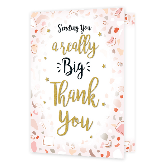 XL kaart - Sending you a really big thank you - Formaat: Groot - Vorm: Staand - Bedankkaart - Op deze wenskaart staat de tekst: "Sending you a really big thank you". - Snelwenskaart