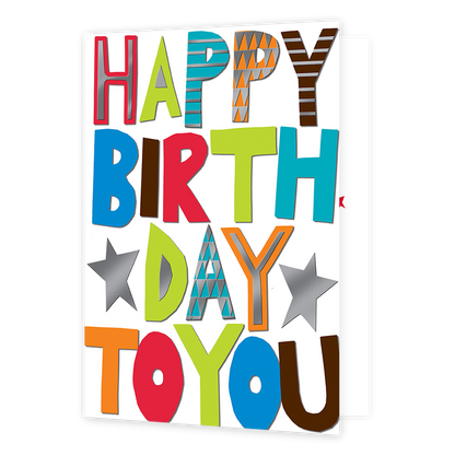 XL kaart - Happy Birthday to you - Formaat: Groot - Vorm: Staand - Verjaardagskaart - Op deze wenskaart staat de tekst: "Happy birthday to you". - Snelwenskaart