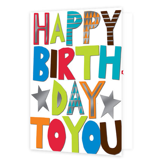 XL kaart - Happy Birthday to you - Formaat: Groot - Vorm: Staand - Verjaardagskaart - Op deze wenskaart staat de tekst: "Happy birthday to you". - Snelwenskaart