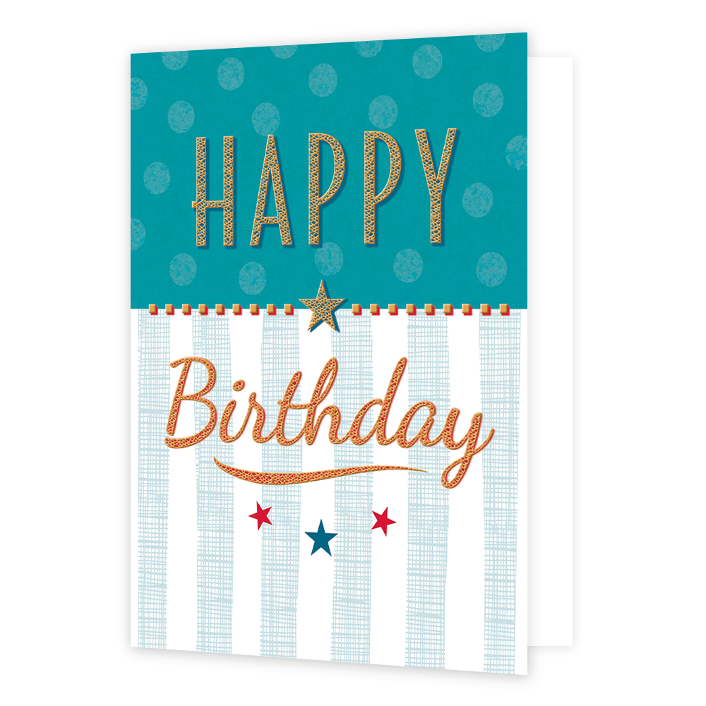 XL kaart - Happy birthday - Formaat: Groot - Vorm: Staand - Verjaardagskaart - Op deze wenskaart staat de tekst: "Happy birthday". - Snelwenskaart