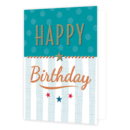 XL kaart - Happy birthday - Formaat: Groot - Vorm: Staand - Verjaardagskaart - Op deze wenskaart staat de tekst: "Happy birthday". - Snelwenskaart