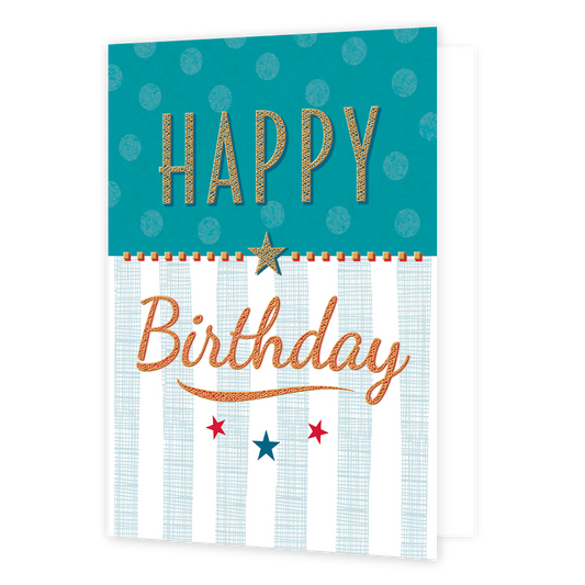 XL kaart - Happy birthday - Formaat: Groot - Vorm: Staand - Verjaardagskaart - Op deze wenskaart staat de tekst: "Happy birthday". - Snelwenskaart