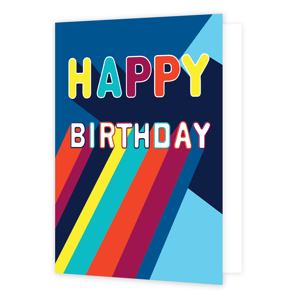 XL kaart - Happy birthday - Formaat: Groot - Vorm: Staand - Verjaardagskaart - Op deze wenskaart staat de tekst: "Happy birthday". - Snelwenskaart