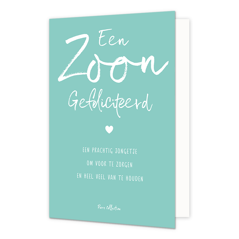 Een Zoon gefeliciteerd - Formaat: Normaal - Vorm: Staand - Geboortekaart - Op deze wenskaart staat de tekst: "Een zoon gefeliciteerd een prachtig jongetje om voor te zorgen en heel veel van te houden". - Snelwenskaart