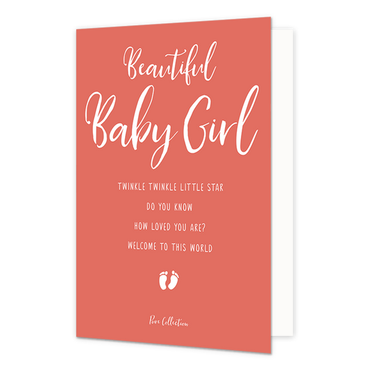 Beautiful baby girl - Formaat: Normaal - Vorm: Staand - Geboortekaart - Op deze wenskaart staat de tekst: "Beautiful baby girl. Twinkle winkle little star do you know how loved you are? Welcome to this world". - Snelwenskaart