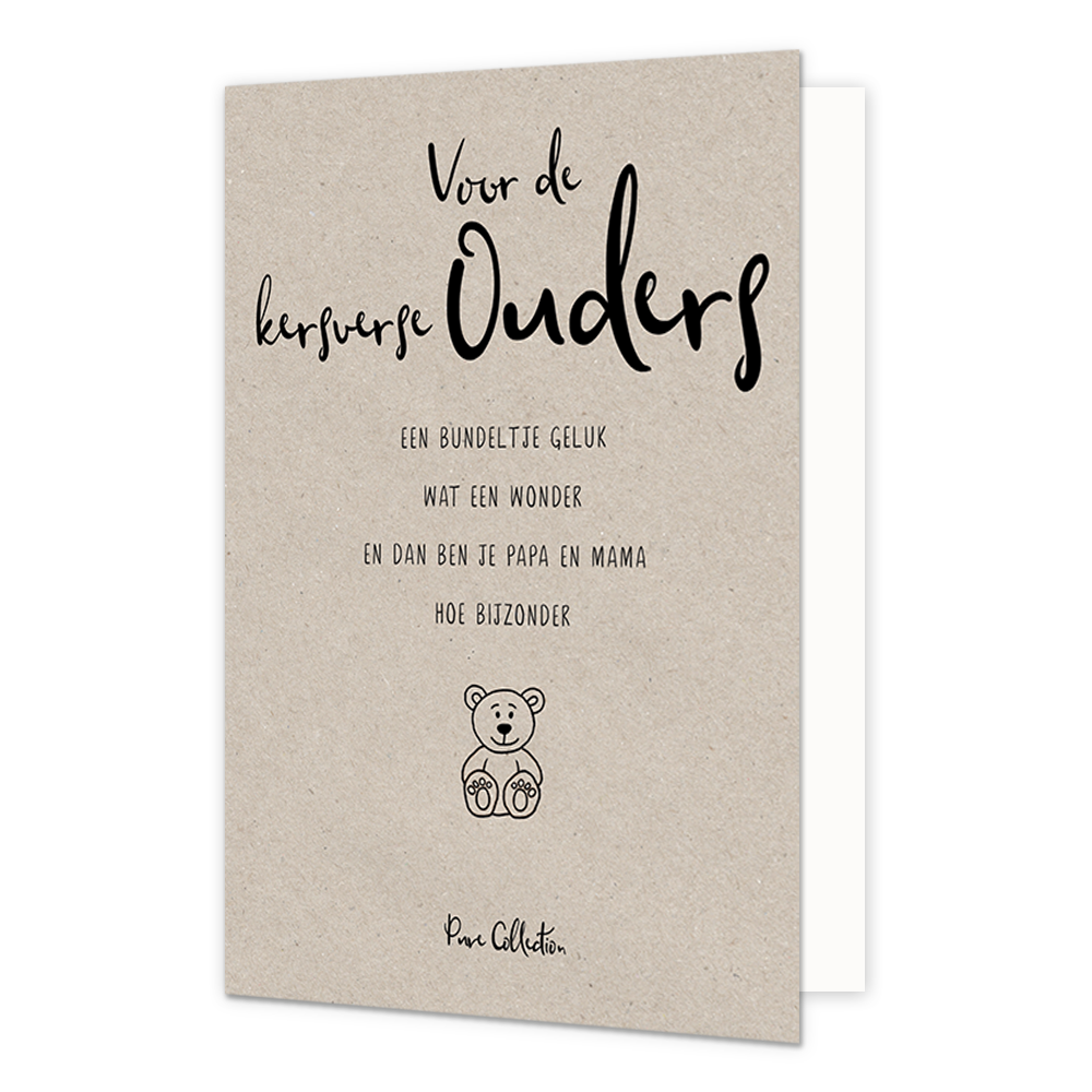 Voor de kersverse ouders - Formaat: Normaal - Vorm: Staand - Geboortekaart - Op deze wenskaart staat de tekst: "Voor de kersverse ouders. Een bundeltje geluk wat een wonder en dan ben je papa en mama hoe bijzonder". - Snelwenskaart
