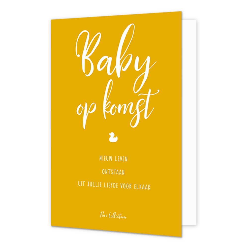 Baby op komst - Formaat: Standaard - Vorm: Staand - Geboortekaart - Op deze wenskaart staat de tekst: "Baby op komst nieuw leven ontstaan uit jullie liefde voor elkaar". - Snelwenskaart