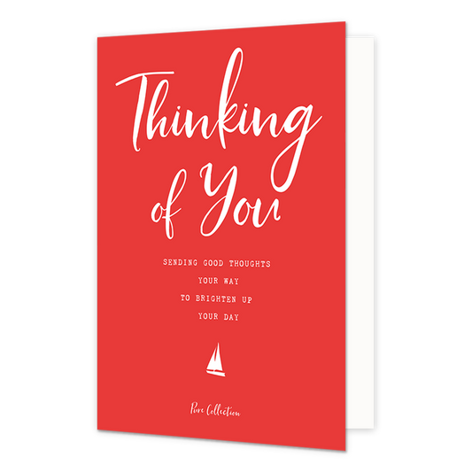 Thinking of you - Formaat: Normaal - Vorm: Staand - Denken aan kaart - Op deze wenskaart staat de tekst: "Thinking of you sending good thoughts your way to brighten up your day". - Snelwenskaart