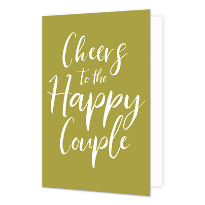 Cheers to the happy couple - Formaat: Normaal - Vorm: Staand - Huwelijkskaart - Op deze wenskaart staat de tekst: "Cheers to the happy couple". - Snelwenskaart