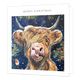Merry christmas - Formaat: Groot - Vorm: Vierkant - Kerstkaart - Op deze kerstkaart staat een Schotse Hooglander met daarboven de tekst: "Merry christmas". - Snelwenskaart