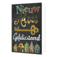 Nieuw adres gefeliciteerd - Formaat: Standaard - Vorm: Staand - Woningkaart - Op deze wenskaart staan huizen met daarboven de tekst: "Nieuw adres gefeliciteerd". - Snelwenskaart