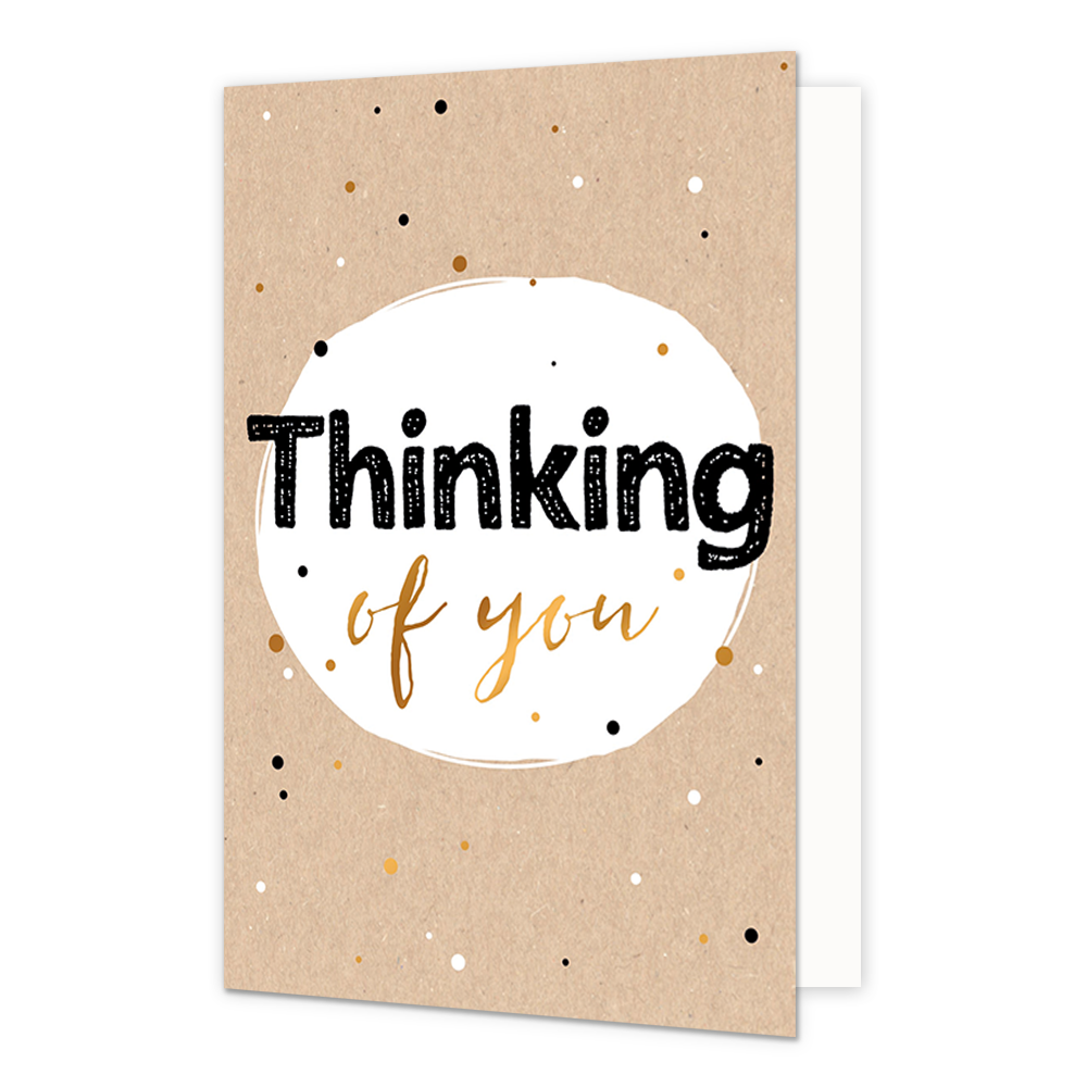 Thinking of you - Formaat: Standaard - Vorm: Staand - Denken aan kaart - Op deze wenskaart staat de tekst: "Thinking of you". - Snelwenskaart