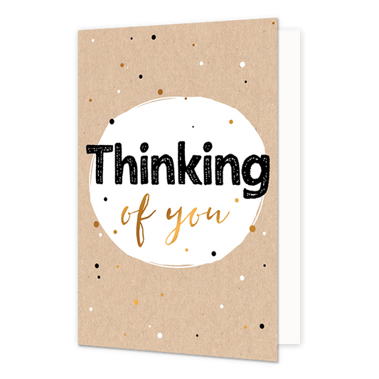 Thinking of you - Formaat: Normaal - Vorm: Staand - Denken aan kaart - Op deze wenskaart staat de tekst: "Thinking of you". - Snelwenskaart