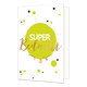Super Bedankt - Formaat: Standaard - Vorm: Staand - Bedankkaart - Op deze wenskaart staan groene en zwarte stippen met de tekst: "Super bedankt". - Snelwenskaart