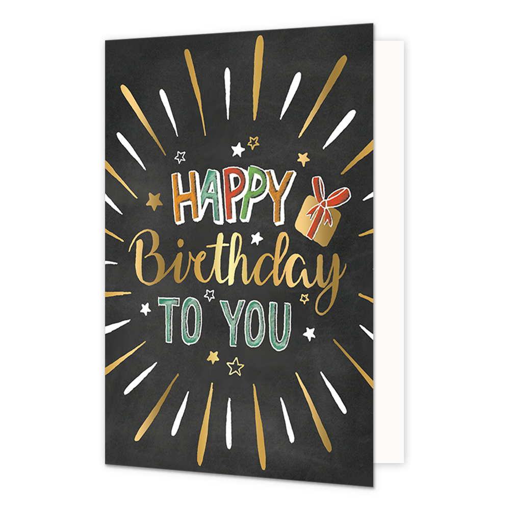 Happy birthday to you - Formaat: Normaal - Vorm: Staand - Verjaardagskaart - Op deze wenskaart staat de tekst: "Happy birthday to you". - Snelwenskaart
