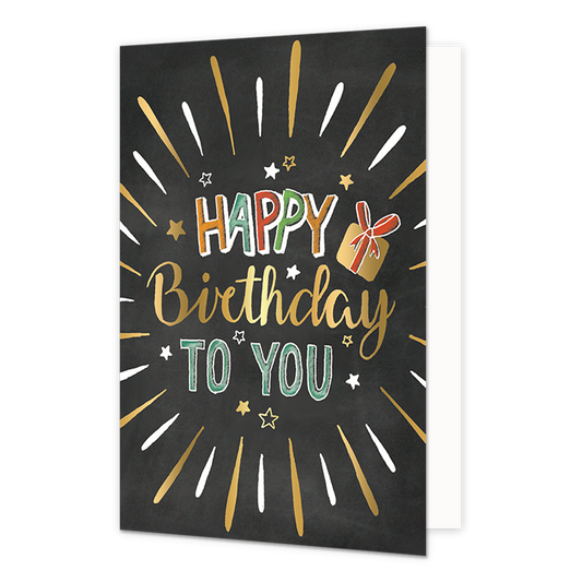 Op deze wenskaart staat de tekst: "Happy birthday to you".