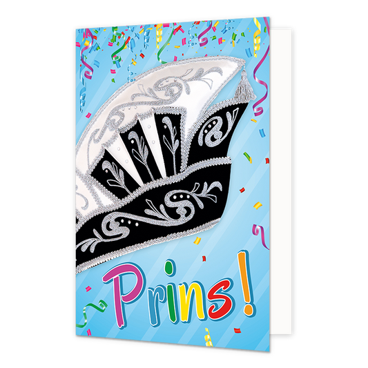 Prins! - Formaat: Normaal - Vorm: Staand - Carnavalskaart - Op deze carnavalskaart staat een prinsensteek met de tekst: "Prins!". - Snelwenskaart