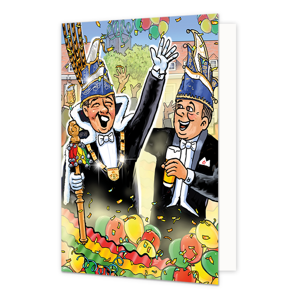 Prinsenpaar - Formaat: Normaal - Vorm: Staand - Carnavalskaart - Op deze carnavalskaart staat een prinsenpaar. - Snelwenskaart