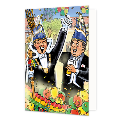 Prinsenpaar - Formaat: Normaal - Vorm: Staand - Carnavalskaart - Op deze carnavalskaart staat een prinsenpaar. - Snelwenskaart