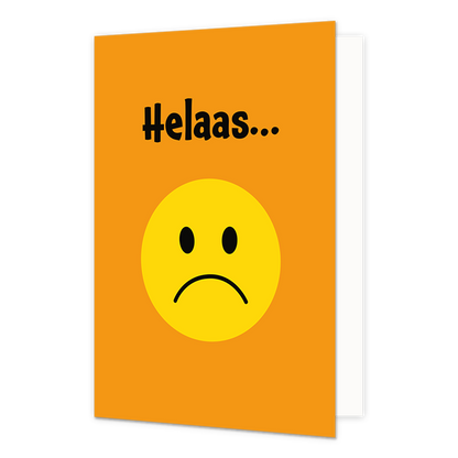 Helaas - Formaat: Normaal - Vorm: Staand - Geslaagd kaart - Op deze wenskaart staat een verdrietige smiley met daarboven de tekst: "Helaas...". - Snelwenskaart