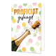 Proficiat geslaagd - Formaat: Standaard - Vorm: Staand - Geslaagd kaart - Op deze wenskaart staat een champagnefles met daarboven de tekst: "Proficiat geslaagd". - Snelwenskaart