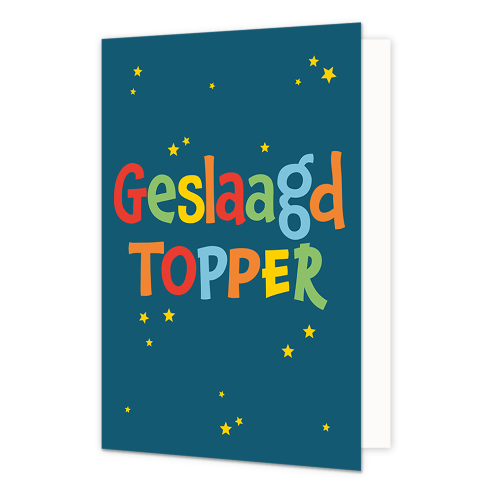 Geslaagd topper - Formaat: Normaal - Vorm: Staand - Geslaagd kaart - Op deze wenskaart staat de tekst: "Geslaagd topper". - Snelwenskaart