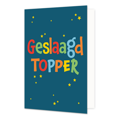 Geslaagd topper - Formaat: Normaal - Vorm: Staand - Geslaagd kaart - Op deze wenskaart staat de tekst: "Geslaagd topper". - Snelwenskaart
