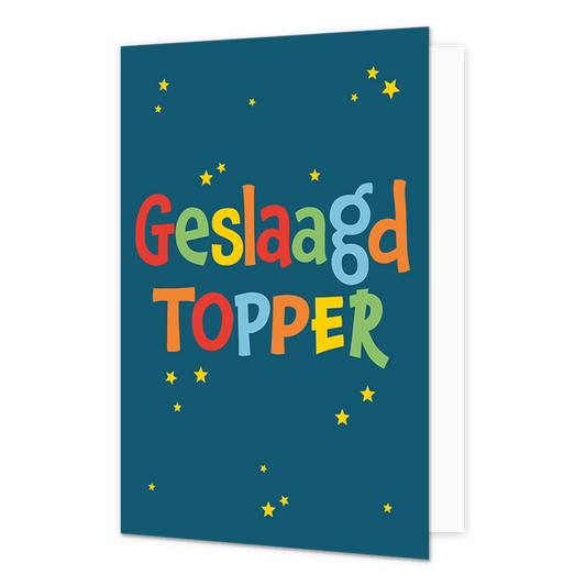 Geslaagd topper - Formaat: Normaal - Vorm: Staand - Geslaagd kaart - Op deze wenskaart staat de tekst: "Geslaagd topper". - Snelwenskaart