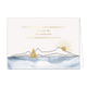 Life brings tears - Formaat: Standaard - Vorm: Liggend - Condoleance kaart - Op deze wenskaart is water te zien waar een gouden zeilboot op drijft met op de achtergrond bergen en een gouden zon. Daarboven staat de tekst: "Life brings tears, smiles and memories. The tears dry the smiles fade but the memories live on forever". - Snelwenskaart
