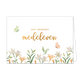Met oprecht medeleven - Formaat: Standaard - Vorm: Liggend - Condoleance kaart - Op deze wenskaart staan bloemen en vlinders in de kleuren oranje, beige, wit, goud en groen, met daarboven de tekst: "Met oprecht medeleven". - Snelwenskaart