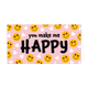 You make me happy - Formaat: Groot - Vorm: Liggend - Valentijnskaart - Op deze wenskaart staan smileys met hartjesogen en in het midden de tekst: "You make me happy". - Snelwenskaart