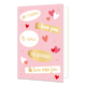 Je t'aime - Formaat: Standaard - Vorm: Staand - Valentijnskaart - Op deze wenskaart staan de teksten: "Je t'aime", "I love you", "Ti amo", "Te quiero" en "Ik hou van jou". - Snelwenskaart