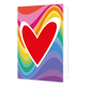 Hart - Formaat: Standaard - Vorm: Staand - Valentijnskaart - Op deze wenskaart staat een rood hart met regenboog kleuren op de achtergrond. - Snelwenskaart