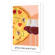 Pizza, wine, you & me? - Formaat: Standaard - Vorm: Staand - Valentijnskaart - Op deze wenskaart staat een pizza met twee rode wijnglazen en daaronder de tekst: "Pizza, wine, you & me?". - Snelwenskaart