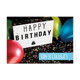 Happy birthday van je collega's - Formaat: Standaard - Vorm: Liggend - Verjaardagskaart - Op deze wenskaart staan vier ballonnen omringt door confetti met in het midden de tekst: "Happy birthday van je collega's". - Snelwenskaart