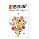 Beterschap namens alle collega's - Formaat: Standaard - Vorm: Staand - Beterschapskaart - Op deze wenskaart staan bloemen in de kleuren oranje, rood, geel, paars, roze en groen met daarboven de tekst: "Beterschap namens je collega's". - Snelwenskaart