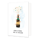 Gefeliciteerd met je jubileum - Formaat: Standaard - Vorm: Staand - Jubileumkaart - Op deze wenskaart staat een champagnefles die ontpopt met daaronder de tekst: "Gefeliciteerd met je jubileum". - Snelwenskaart